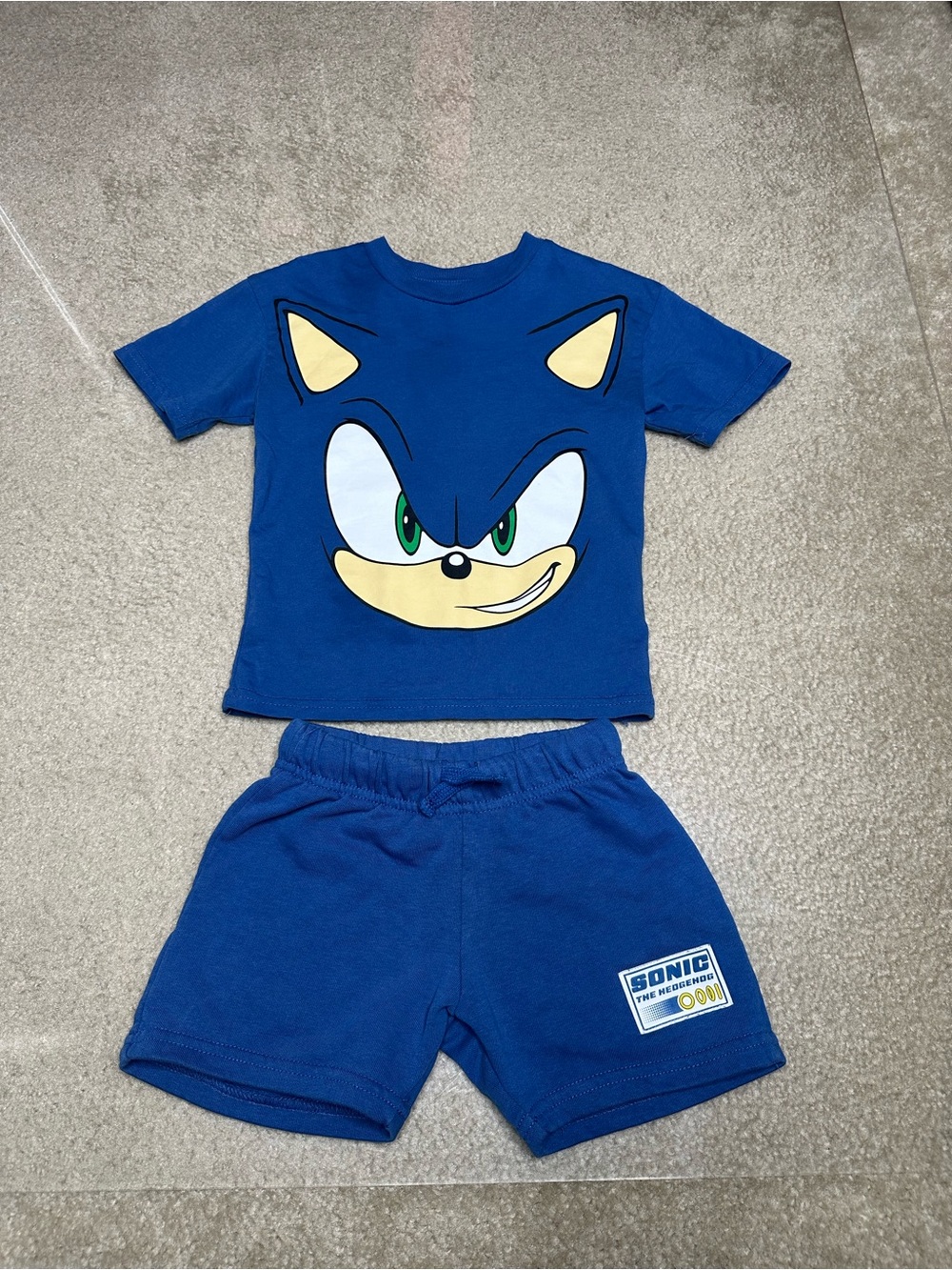 H&M SONIC THE HEDGEHOG BLUE 2 PIECE SHORT SET TODDLER BOY SZ 2T